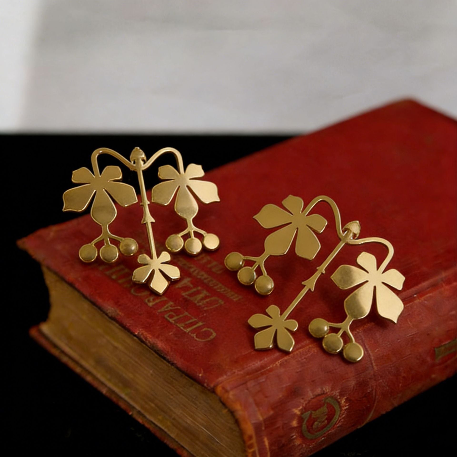 Gold Flower Plain Dangler Earrings For Women Bulk