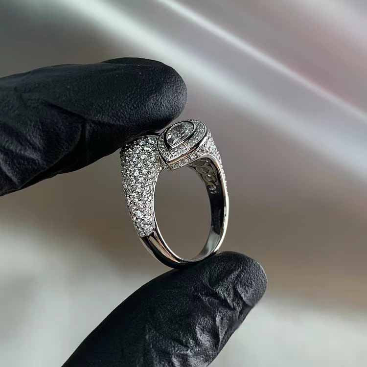 Studded Surface Drop Solitaire Silver Anti Tarnish Free Size Ring Bulk