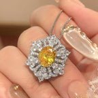 Flower Red Gemstone Silver CZ Necklace Earring Ring Set Bulk