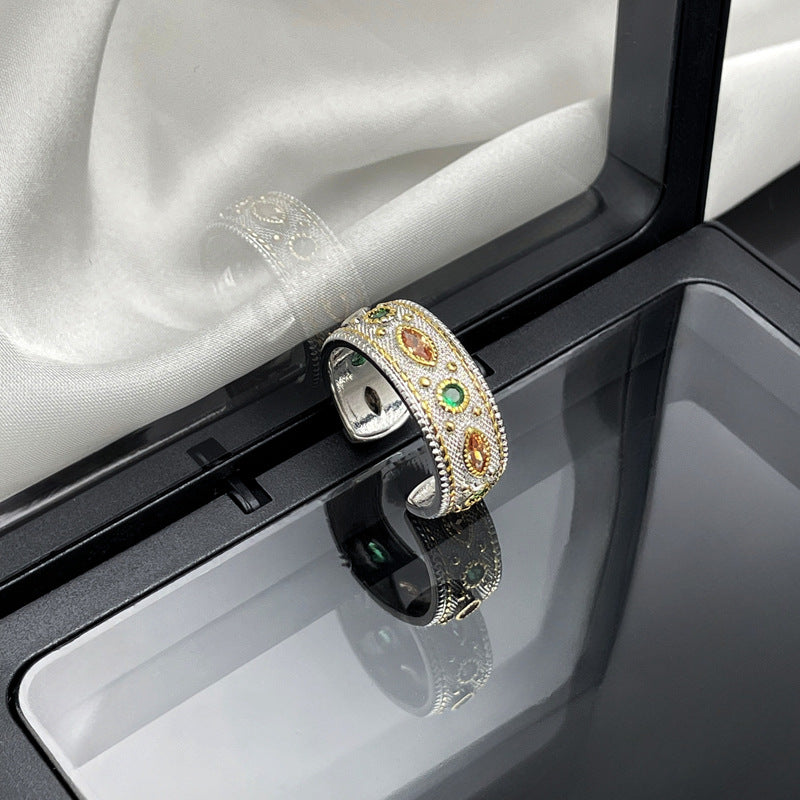 Silver Multi Gemstone CZ Anti Tarnish Pack Of 4 Band Ring Bulk