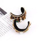 18K Gold Plated White Black Multi Gemstone CZ Pearl Hoop Earring Bulk