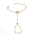 Luxury Evil Eye & Circle Charm Gold CZ Copper Hand Chain Bracelet Bulk