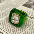 Designer Multi Color Enamel Gold Plated Square Cocktail Ring Bulk
