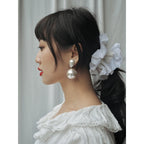 Designer Double White Pearl Gold Anti Tarnish Copper Drop Earrings Bulk