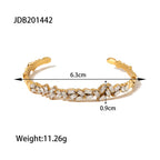 Baguette 18K Gold CZ Stainless Steel Anti Tarnish Cuff Bracelet Bulk