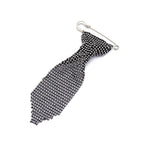 Designer Black Rhinestone Crystal Silver Plated Tie Shape Brooch Bulk