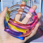 Multicolour Acrylic Resin Yellow Blue Purple Transparent Kada Bangle Bracelet For Women