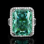 Premium Square Cut Silver Plated CZ Copper Anti Tarnish Fancy Ring Bulk