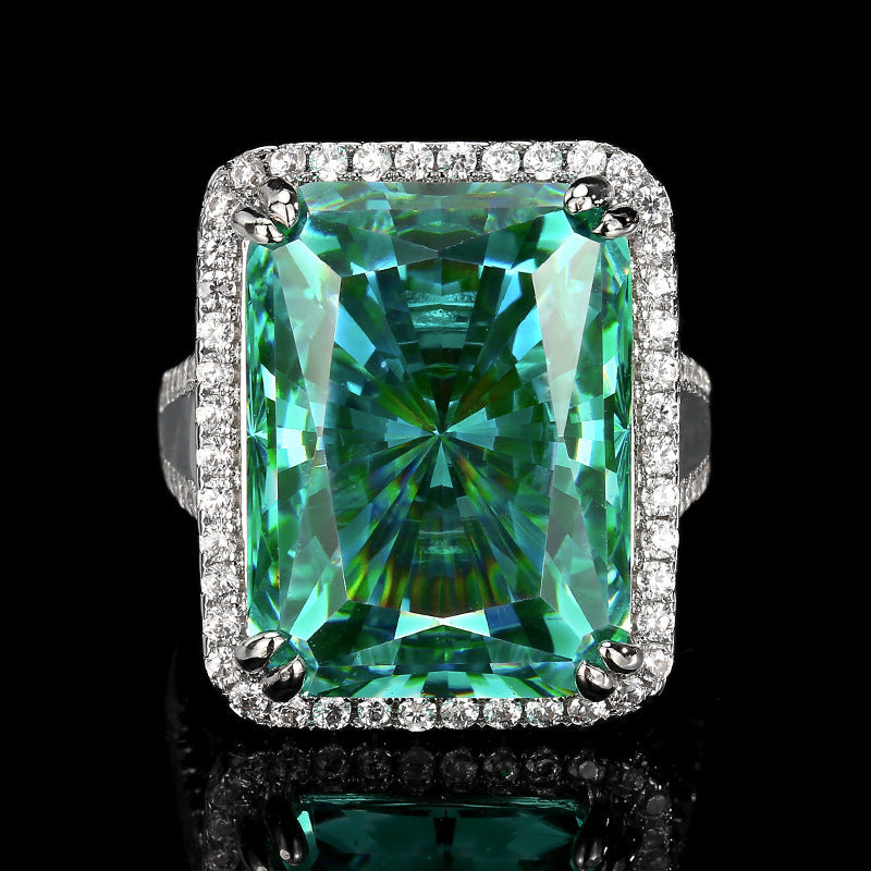 Premium Square Cut Silver Plated CZ Copper Anti Tarnish Fancy Ring Bulk