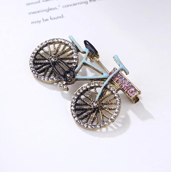 Blue Pink Cycle Gold Cubic Zirconia Copper Brooch For Women Bulk