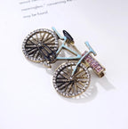 Blue Pink Cycle Gold Cubic Zirconia Copper Brooch For Women Bulk