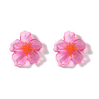 Acrylic Transparent Flower Orange Dangler Stud Earring For Women Bulk