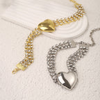 Heart 18K Gold Silver Cubic Zirconia Adjustable Choker Necklace Bulk