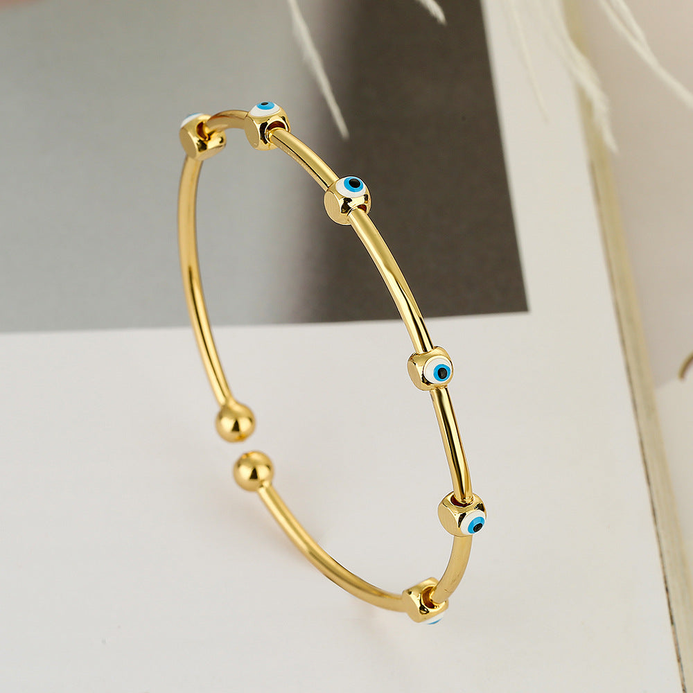 Wholesale Evil Eye Gold Plated Beads Anti Tarnish Copper Cuff & Kada