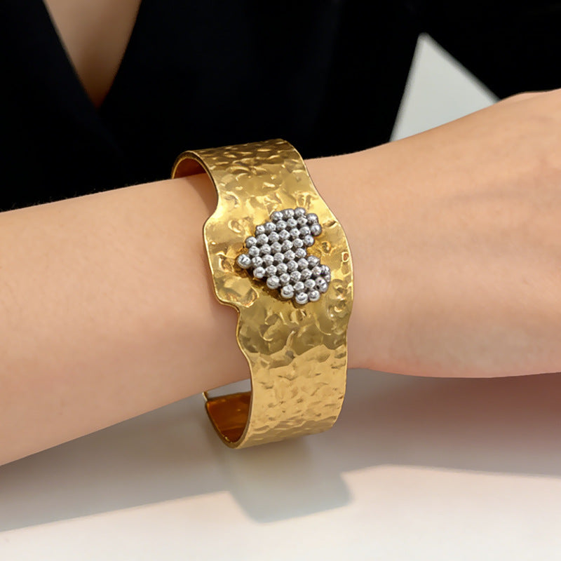 Gold Heart Anti Tarnish Copper Cuff & Kada For Women Bulk