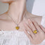 Heart Silver Yellow Pink CZ Anti Tarnish Pendant Chain Ring Set Bulk