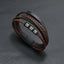 Rope Ring Black Brown Stainless Steel Multi Layer Wrist Band Id Leather Bracelet For Men