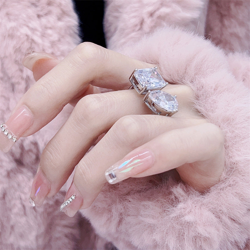 Bulk Designer Double Shape Silver CZ Copper Anti Tarnish Fancy Ring