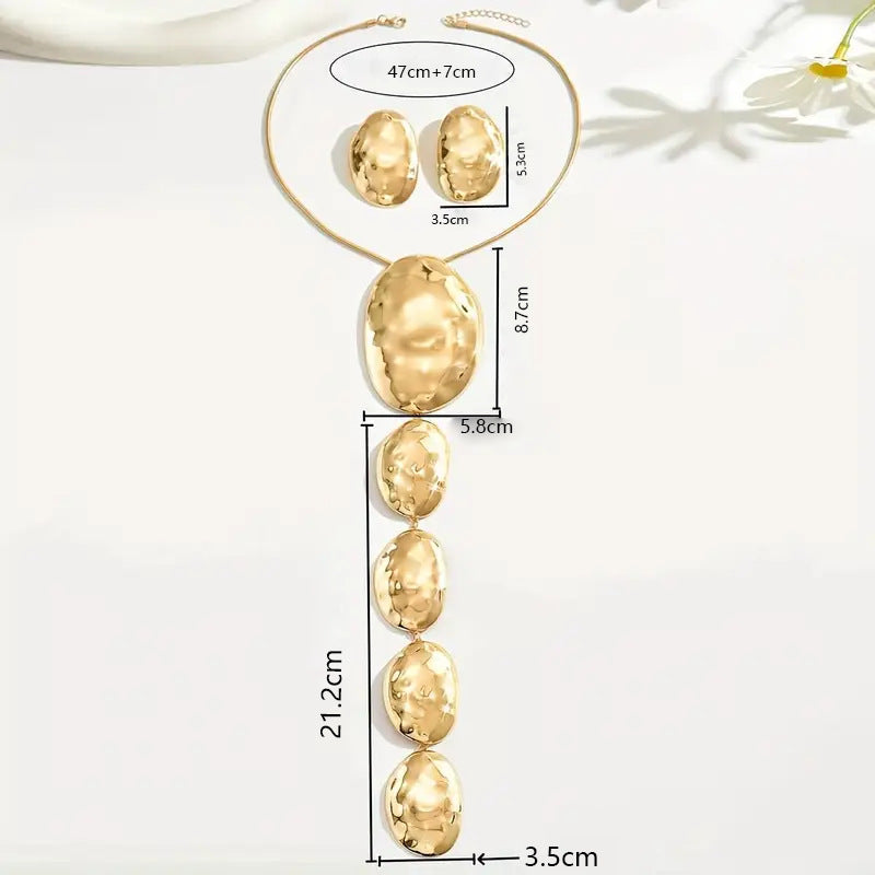 Designer Hammered Oval Gold Plated Plain Alloy Necklace For Women Bulk