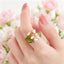 Pink Green Tulip Flower Gold Copper Anti Tarnish Adjustable Ring For Women Bulk