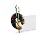 Multi Color Artistic Paint Tray Gold Enamel Brooch For Women Bulk