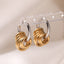 Gold Silver Layered Anti Tarnish Stainless Steel Hoop Earrings Women Bulk