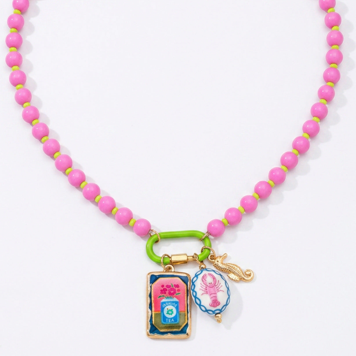 Bohemian Multi Color Beads Gold Enamel Anti Tarnish Copper Necklace Bulk
