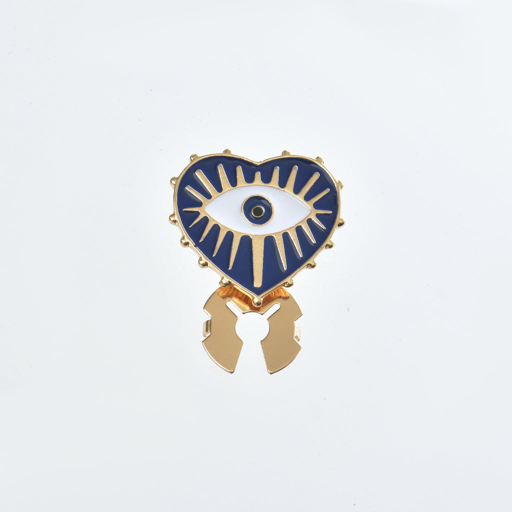 Heart Evil Eye Enamel Gold Anti Tarnish Single Shirt Button Cover Bulk