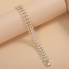 Wholesale Triple Row Star Line Round Cut Gold Silver CZ Copper Bracelet
