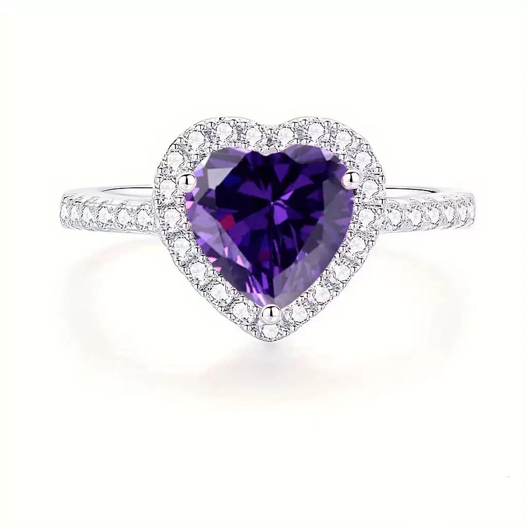 Love Heart Solitaire CZ Silver Anti Tarnish Free Size Ring Bulk