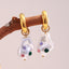 Pearl Multi Gemstone 18K Gold White Stainless Steel Anti Tarnish Hoop Dangler Earring For Women