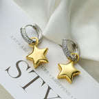 Gold Silver Star Heart Copper Hoop Earrings For Women Bulk