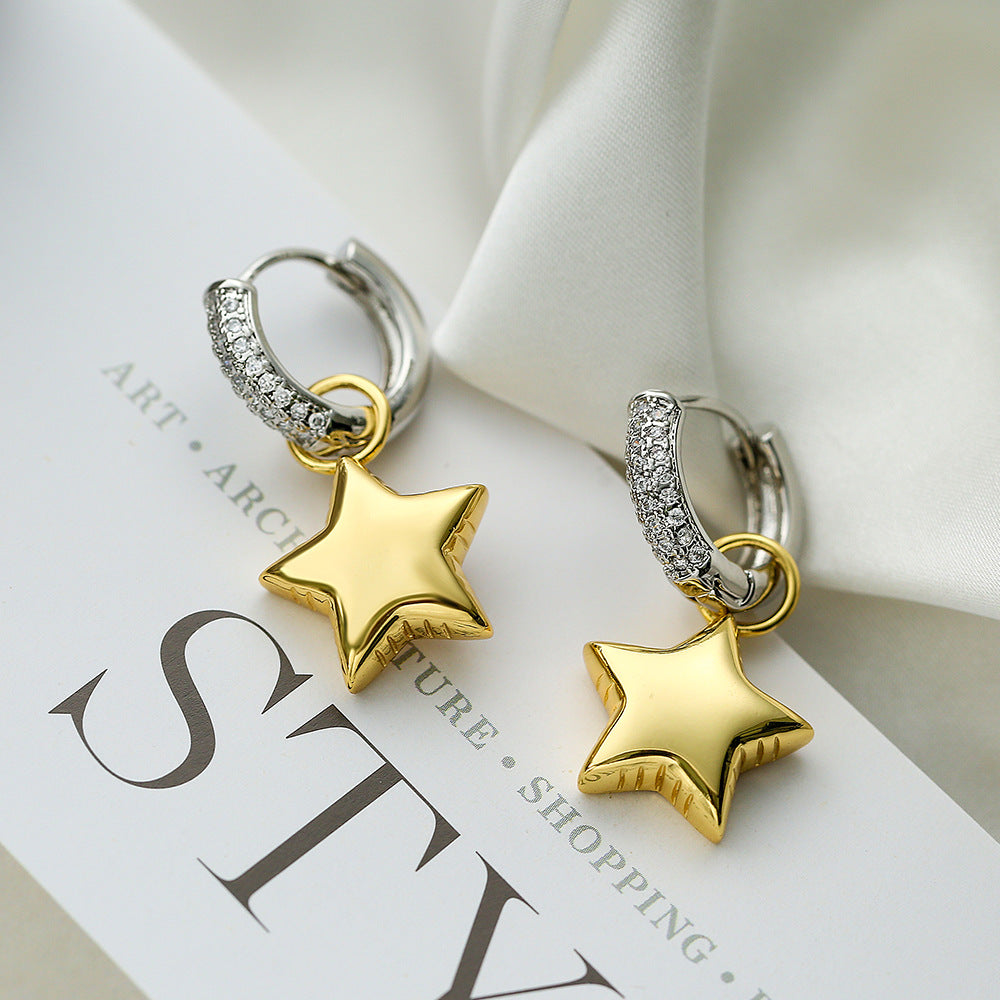 Gold Silver Star Heart Copper Hoop Earrings For Women Bulk