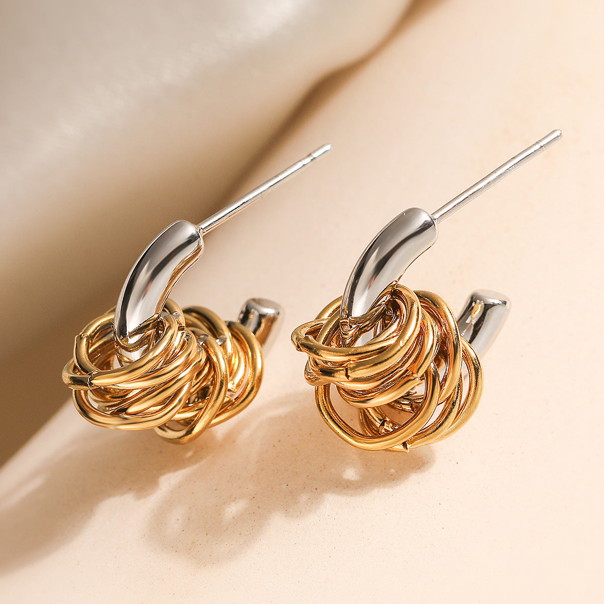 Gold Silver Modern Knot Anti Tarnish Copper Drop Earrings For Women Bulk Main image