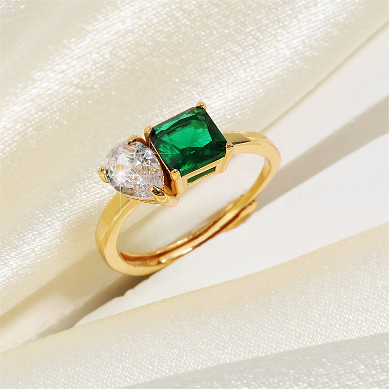 Oval Green Gold Anti Tarnish Free Gold Free Ring For Women Bulk