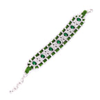 Emerald Green Silver Plated CZ Multi-Strand Thread Bracelet Wholesale