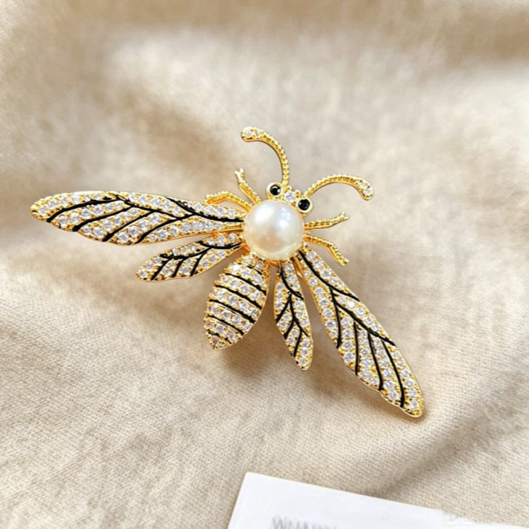 Gold Silver Honey Bee Cubic Zirconia Copper Brooch For Women Bulk