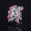 Inlaid CZ Silver Green Pink Crystal Anti Tarnish Free Size Ring Bulk