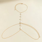 Bulk Y-Style Gold Plated Pearl Body Chain Alloy Necklace For Women
