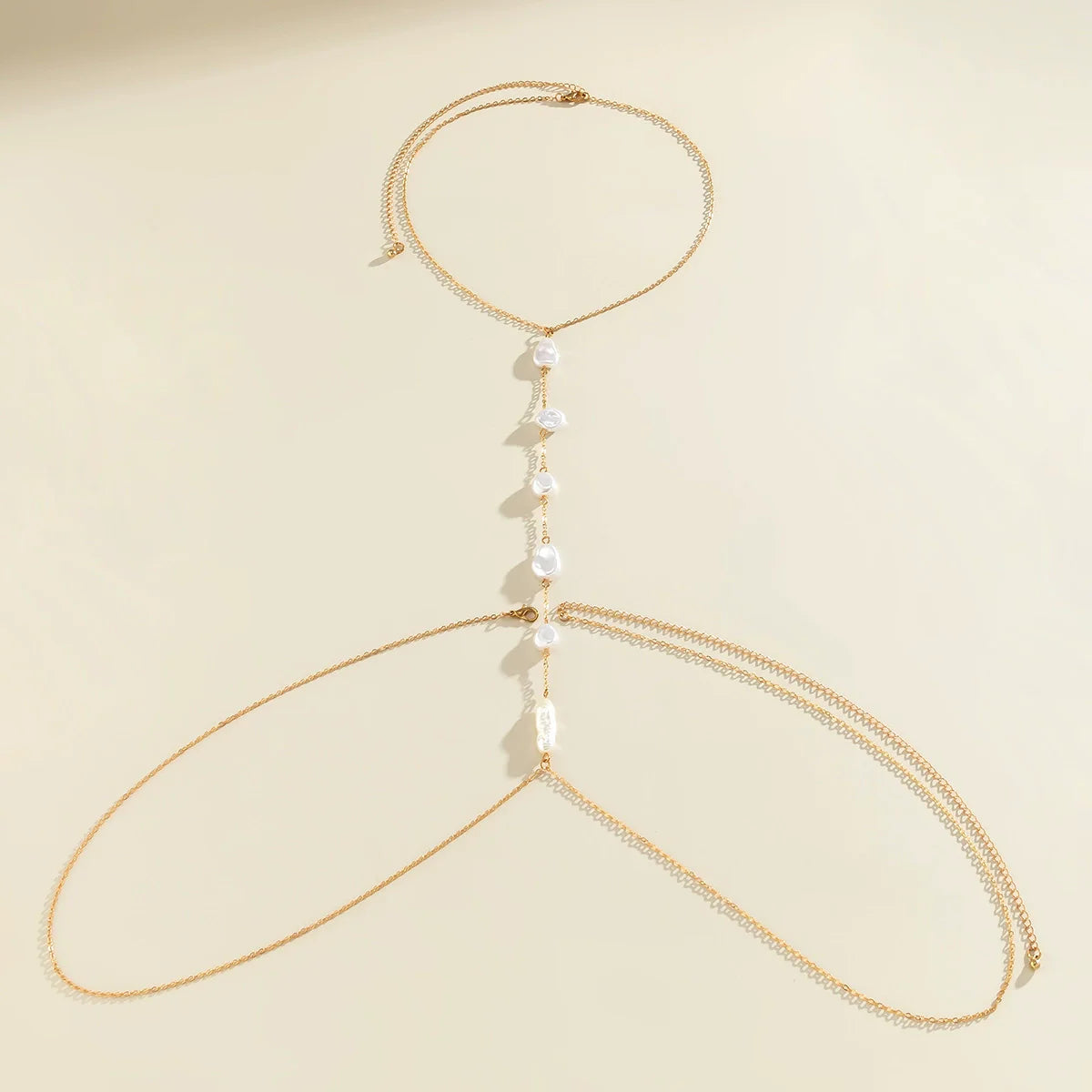 Bulk Y-Style Gold Plated Pearl Body Chain Alloy Necklace For Women