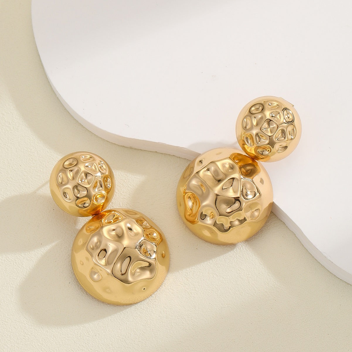 Hammered Beaten Finish 18K Gold Plated Dangler Earring Earrings Bulk
