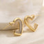 Designer Heart Gold Plated CZ Anti Tarnish Copper Stud Earrings Bulk