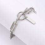 Minimal Paperclip Silver Anti Tarnish Stainless Steel Bracelet Wholesale