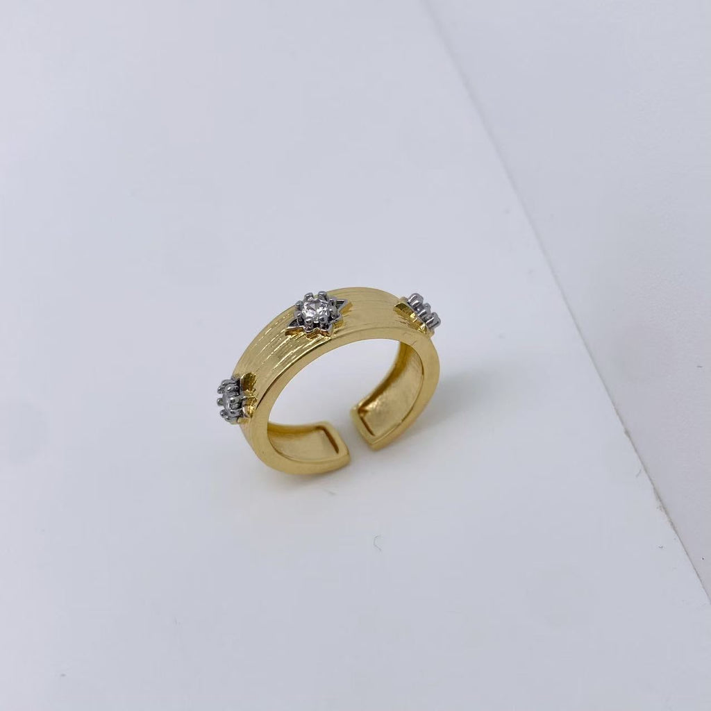 Designer Dual Tone Gold Silver CZ Copper Textured Bracelet Ring Set Bulk