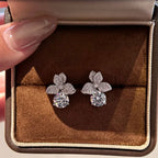Luxury Petal Design Silver CZ Anti Tarnish Copper Stud Earrings Bulk