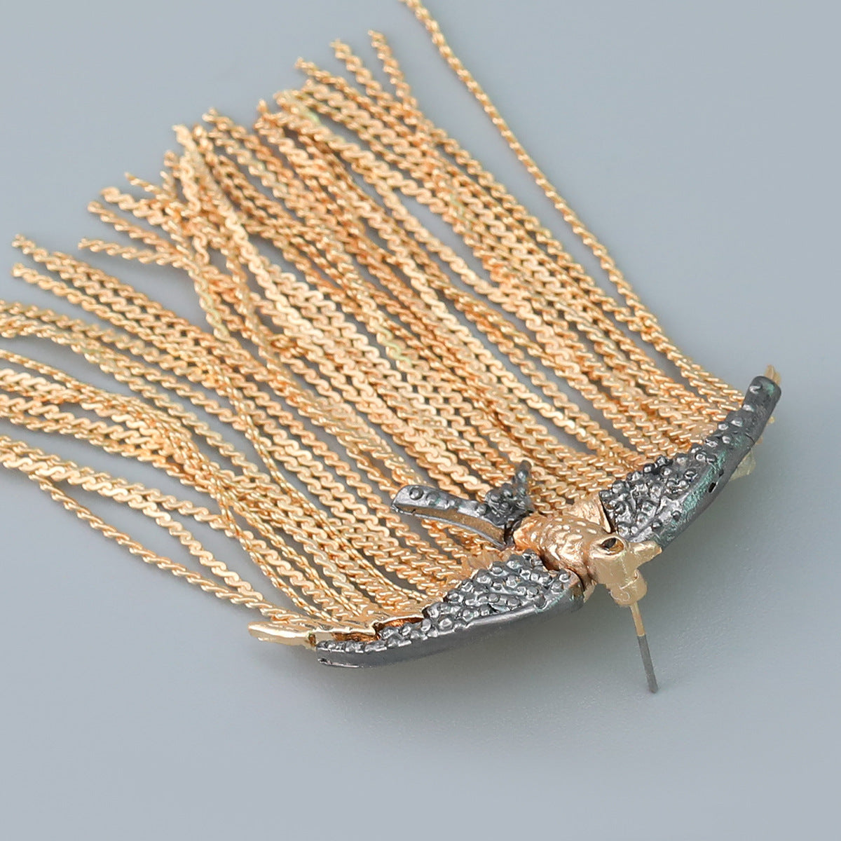 Eagle Bird 18K Gold Silver Cubic Zirconia Dangler Tassel Earring Bulk Secondary image