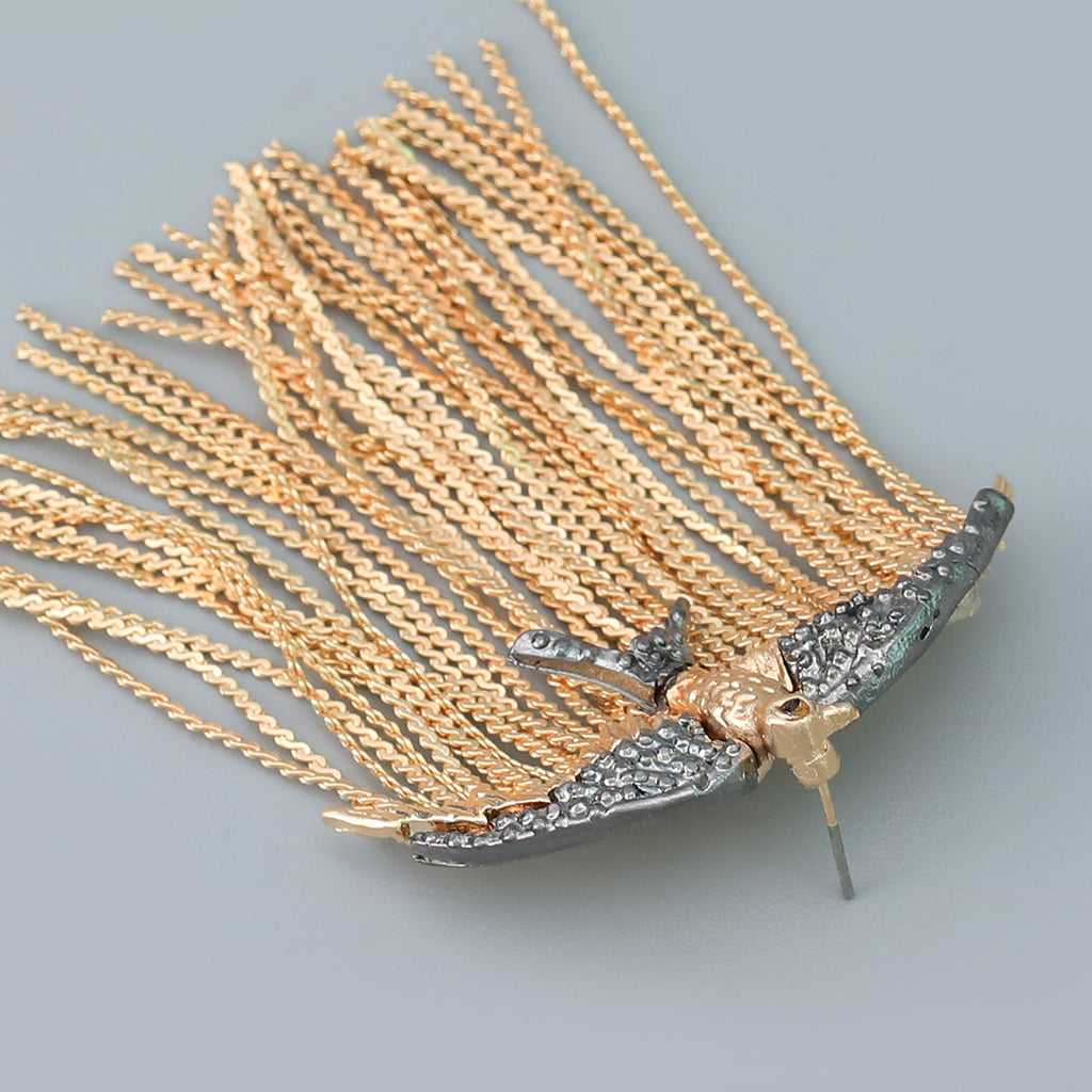 Eagle Bird 18K Gold Silver Cubic Zirconia Dangler Tassel Earring Bulk