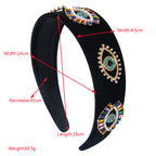 Evil Eye Eyelashes Black Gold Rhinestone Cubic Zirconia Headband Hair Band Accessories For Women