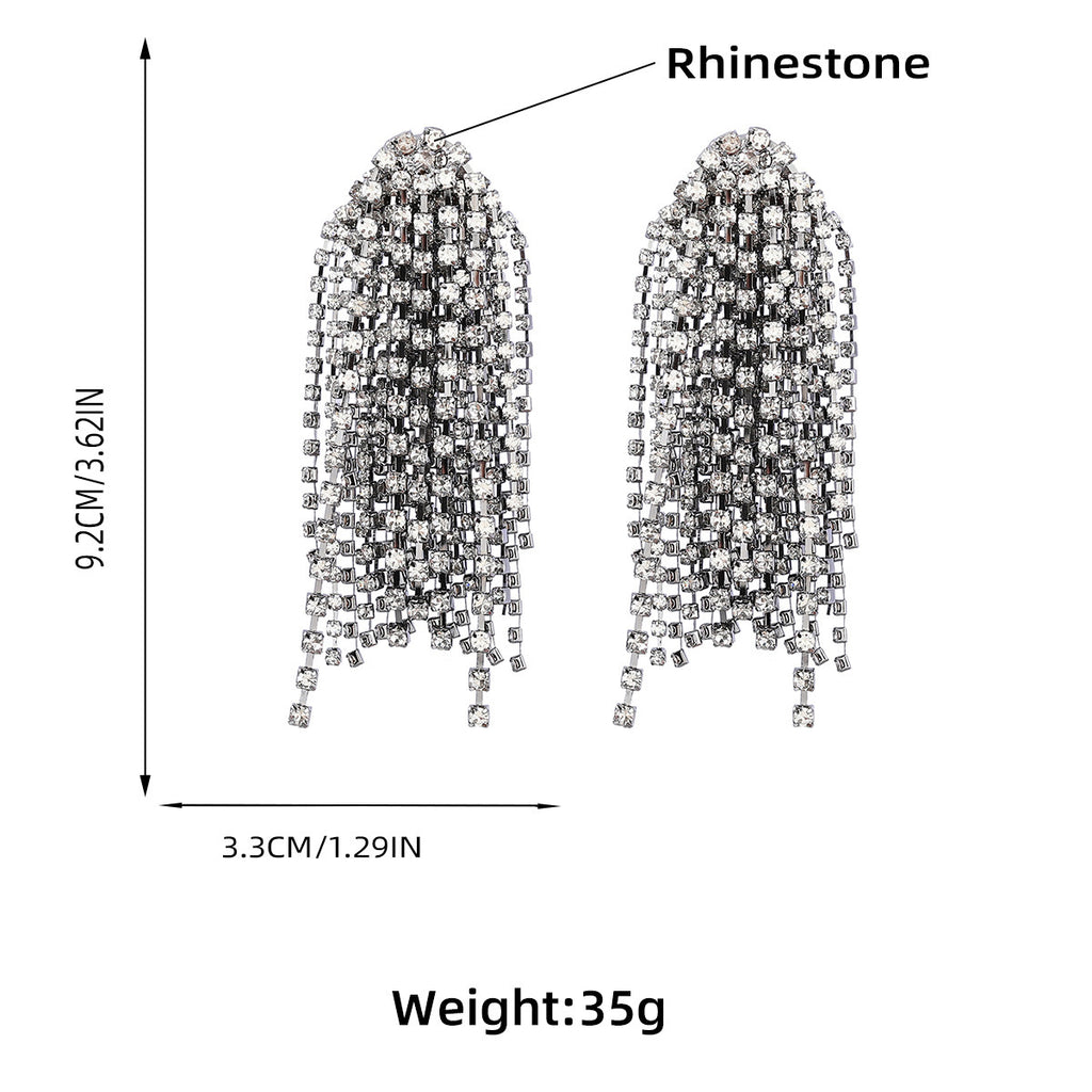 18K Gold Silver Rhinestone Dangler Chandelier Tassel Earring Bulk