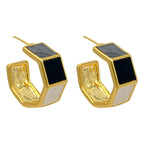 Hexagon Rectangle White Black Gold Anti Tarnish Hoop Earring Bulk